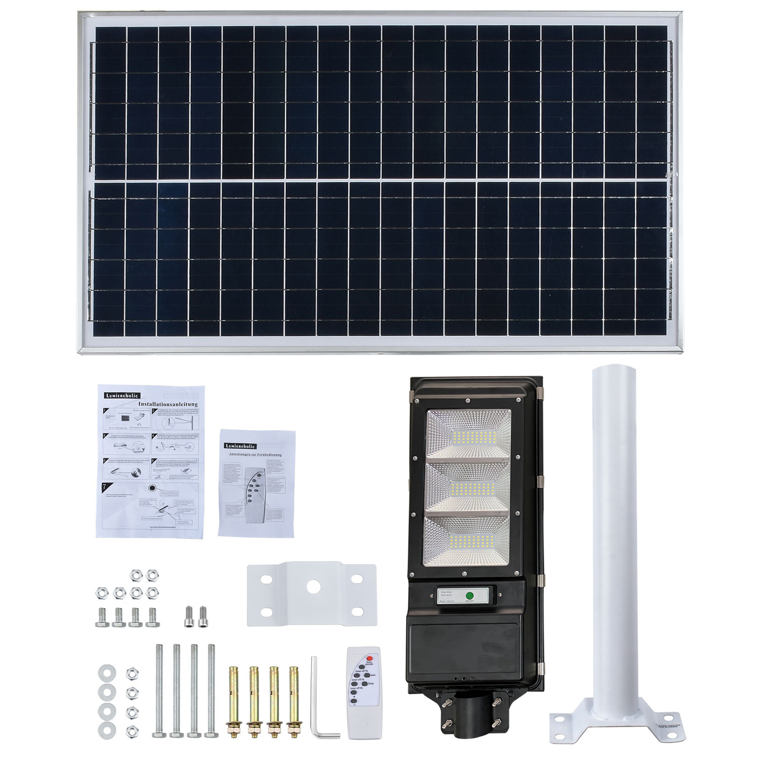 2000Lm LED Solar Street Light with Radar Induction Function And Iron Material Which Produced by China Factory